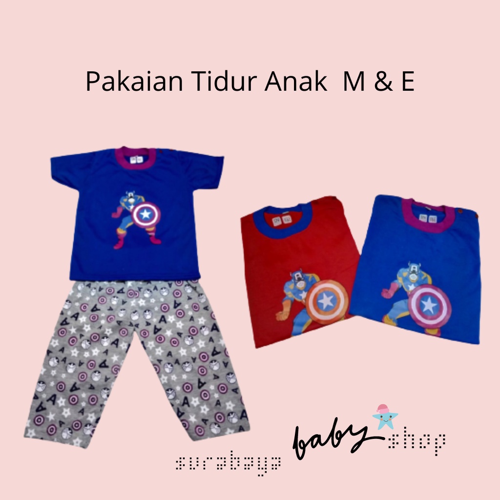 Pakaian Tidur Anak / Setelan Kaos Anak Kancing Pundak M &amp; E 741720