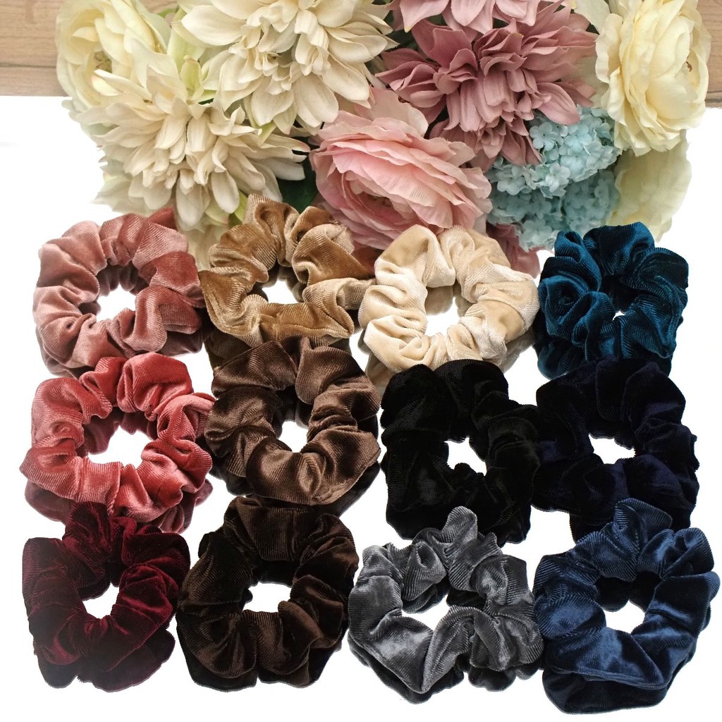 Scrunchie BLUDRU IMPORT GRES BUKAN BAHAN LIMBAH KUALITAS PREMIUM HALUS VELVET KOREA Kuncir Scrunchie