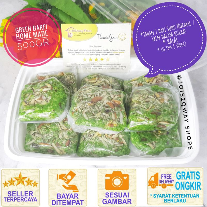 

Green Barfi / Mithai Green 500gr ( Home mAde )