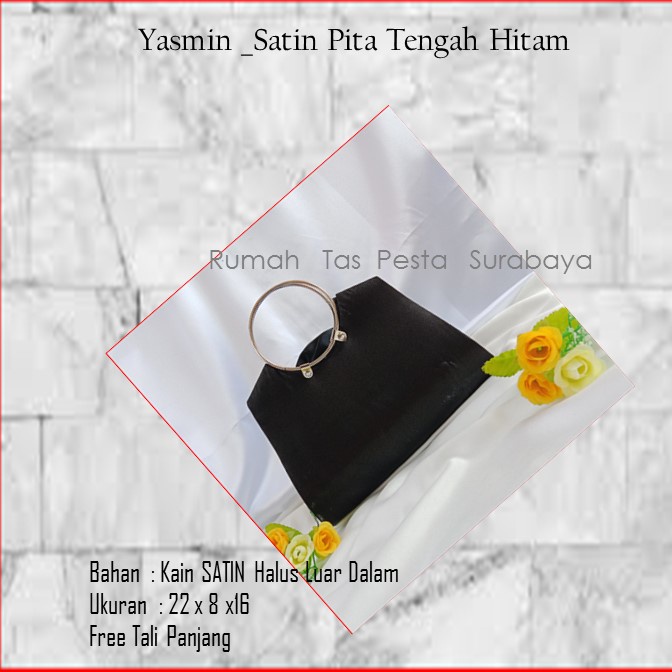 Tas Unik,Tas Elegan,Tas slempang,Yasmin _Satin Pita Tengah Hitam