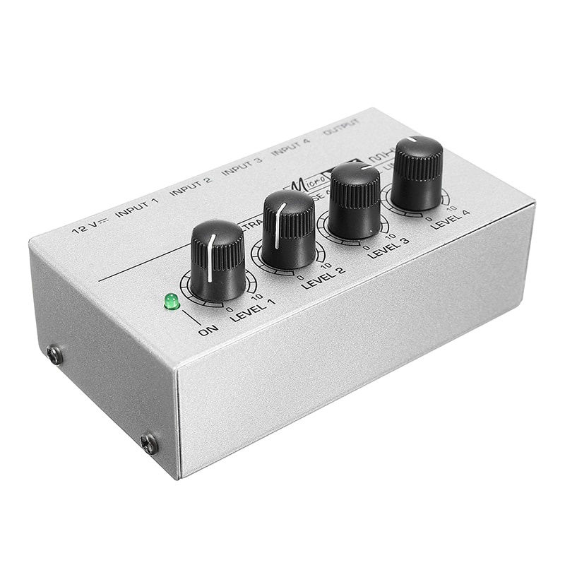 Mixer 4 Channel LEORY N-AUDIO Professional Ultra-compact Karaoke Mixer Amplifier 4 Channel - MX400 - Silver