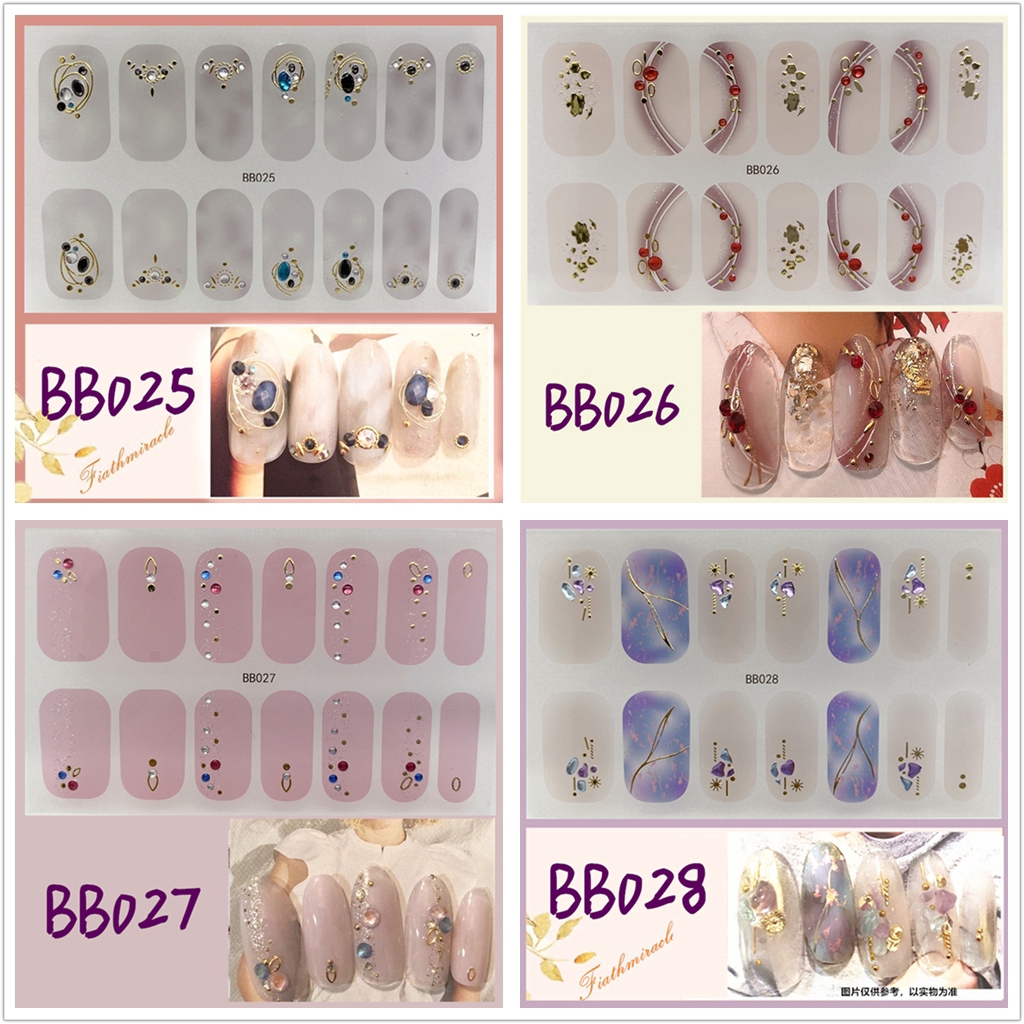 Stiker Kuku 3d Desain Berlian Mutiara Permata Warna-Warni Untuk Manicure Bb019-035