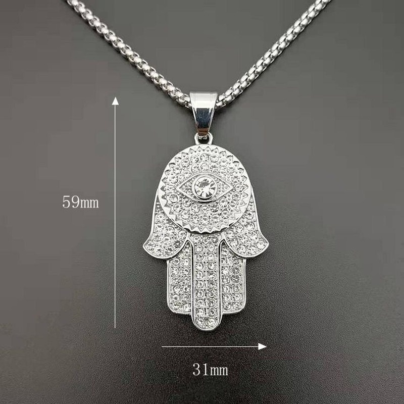 Vintage Punk Fashion Pria Anti Karat Mata Iblis Fatima Liontin Kalung Hip-hop Perhiasan Aksesoris