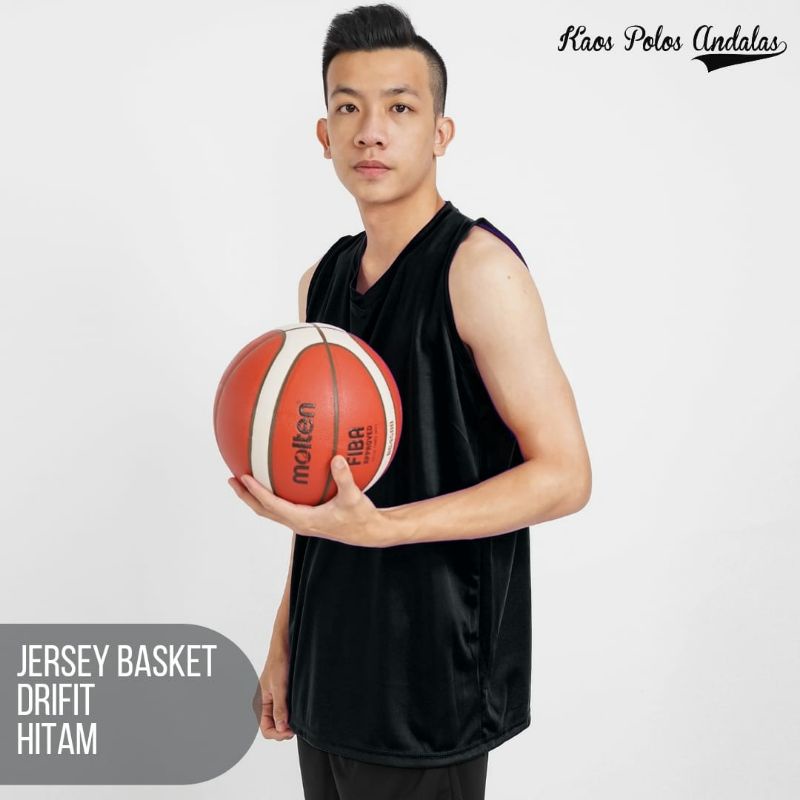 JERSEY BASKET DRIFIT POLOS HITAM