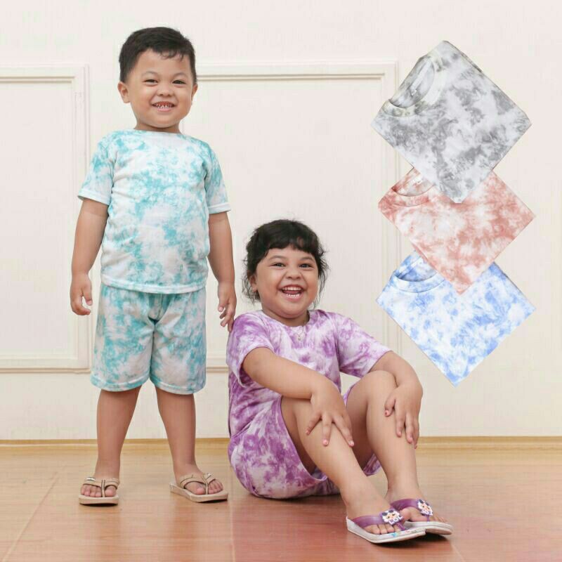 (BISA COD] TIEDYE SHIRT - TEIDYE T-SHIRT - set tie dye anak - setelan kaos tie dye anak