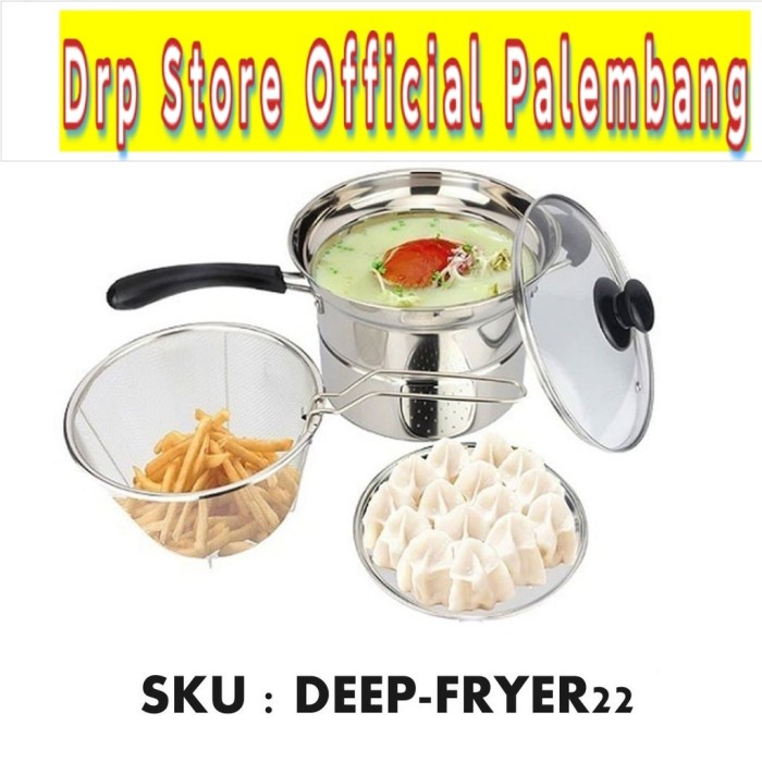 Deep Fryer 22 cm Multifungsi 3 in 1 - Stainless