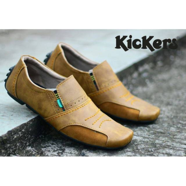 Cod sepatu cowok keren casual pria murah asli kickers kulit ori  kerja kantor pantofel slipon