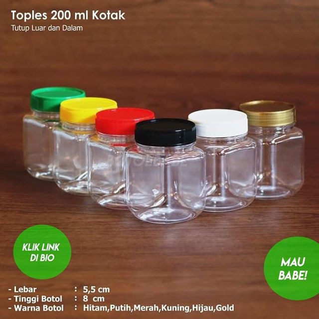 Toples Jar botol plastik kotak 200ml