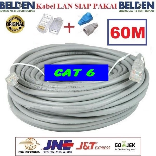 Kabel Lan Belden Cat 6 USA 60 meter Siap Pakai/60M / 60meter UTP