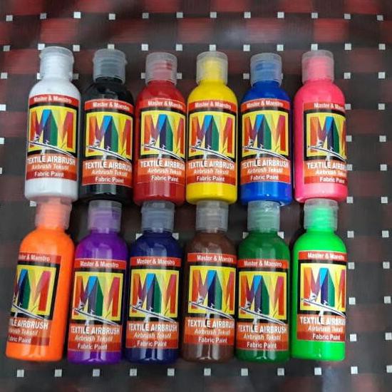 

Baru! Set 12 Warna Cat Airbrush Textile Mm 60Ml Bonus 1 Putih Cat Lukis Kain Terpercaya