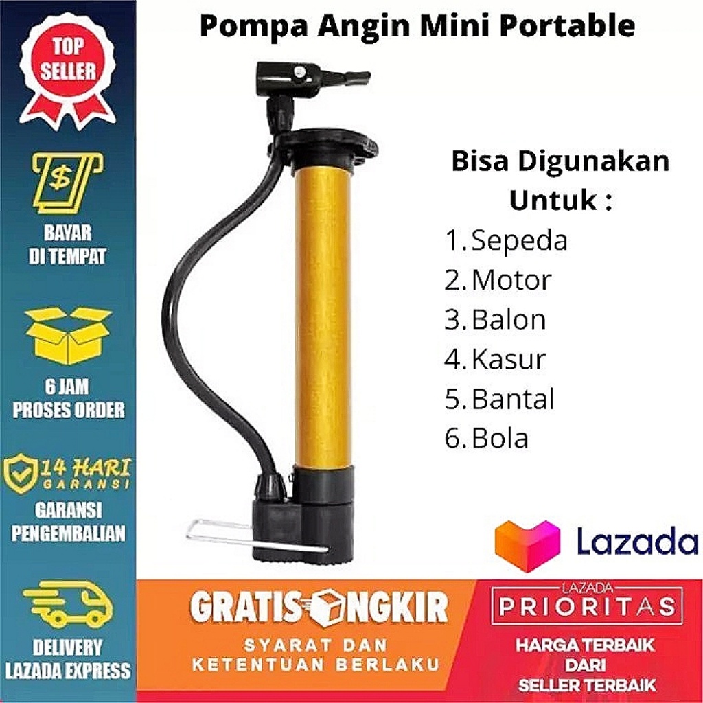 Pompa Angin Mini Serbaguna/Pompa Sepeda Ban Balon Bola / Pompa Kasur