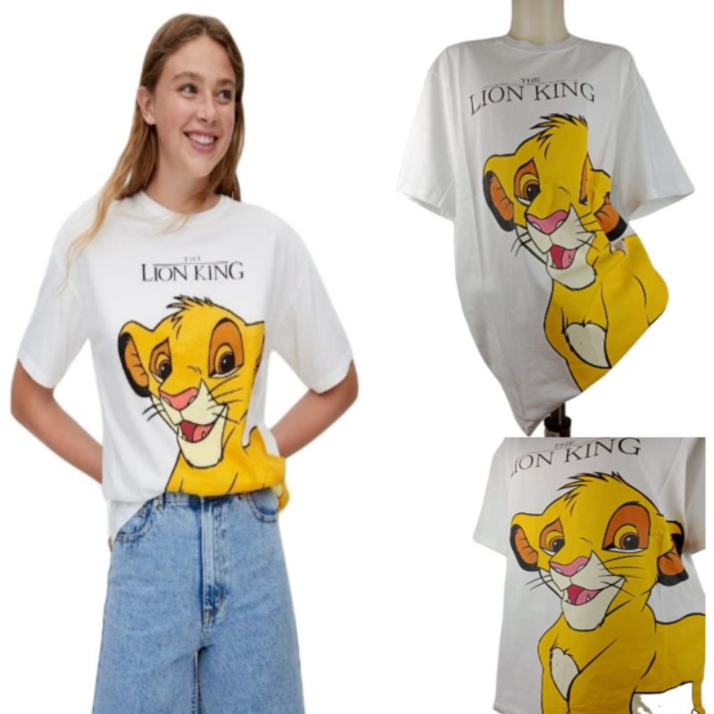ZARA DISNEY KAOS SIMBA THE LION KING PUTIH LENGAN PENDEK UNISEX