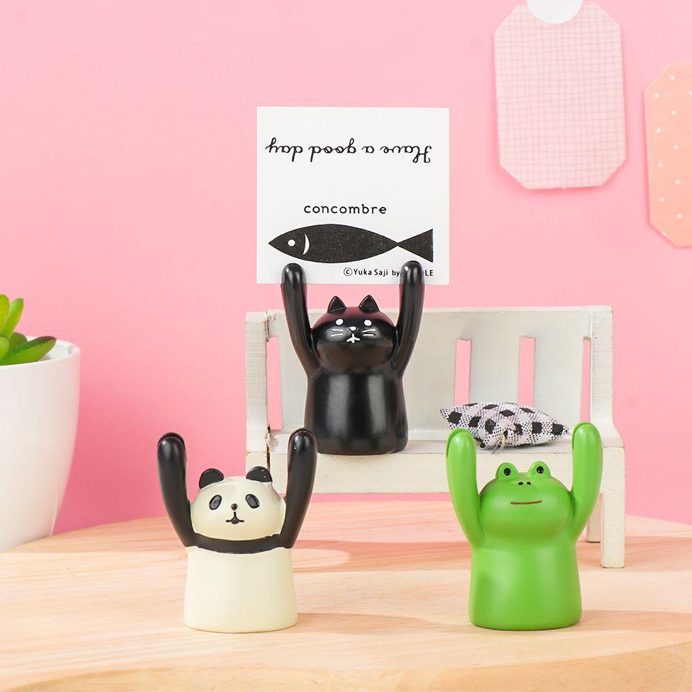 [POPULAR] Desktop Decoration Cartoon Photo Stand Office School Supplies Memo Clip Animal Card Holder Fashion Accessories Cute Frog Cat Table Numbers Holder Panda Note Holder