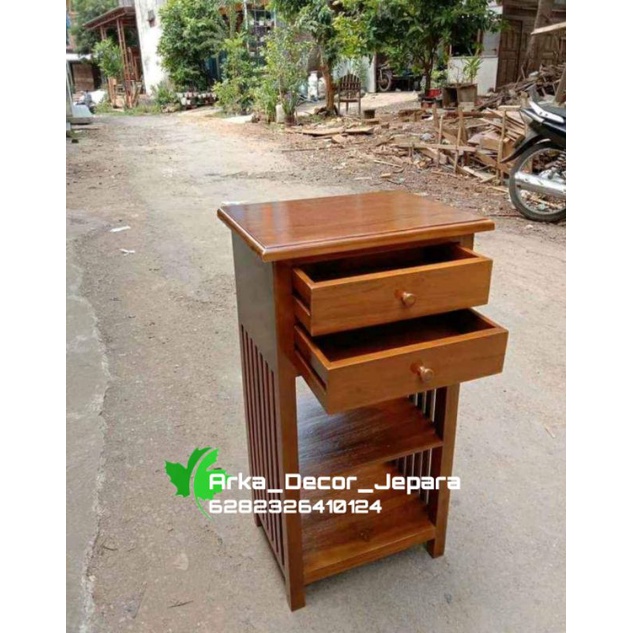 Meja dispenser kayu jati / Meja laci jati