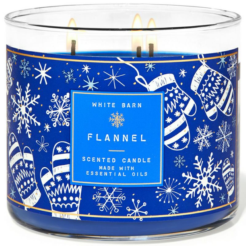 BATH AND BODY WORKS BBW FLANNEL 3 WICK SCENTED CANDLE 411 G