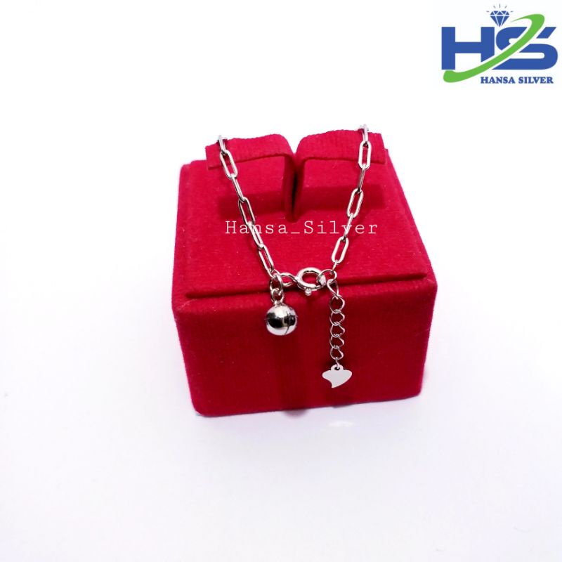 Gelang Tangan Perak Asli Silver 925 Lapis Emas Putih Model Rantai Catena Ukuran Kecil - Gelang Perak Wanita Anti Karat