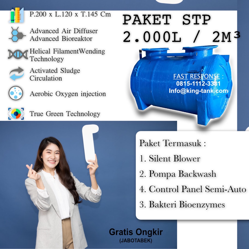PAKET Tangki 2000 Liter / 2m3 Tangki IPAL BIOTECH