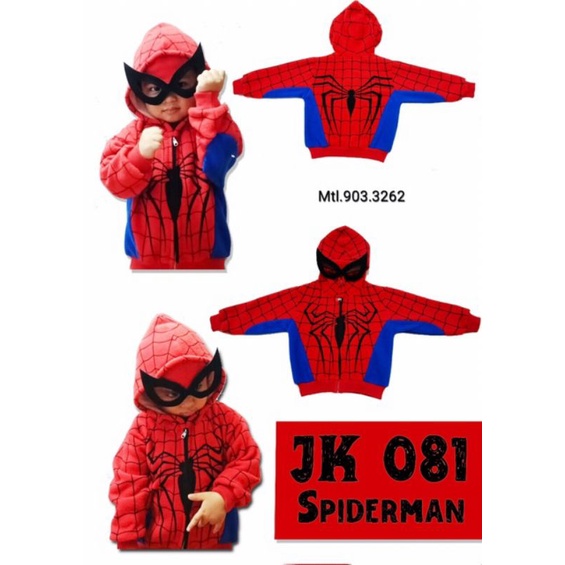 Jaket anak balita karakter superhero dan binatang topi 3 dimensi lucu