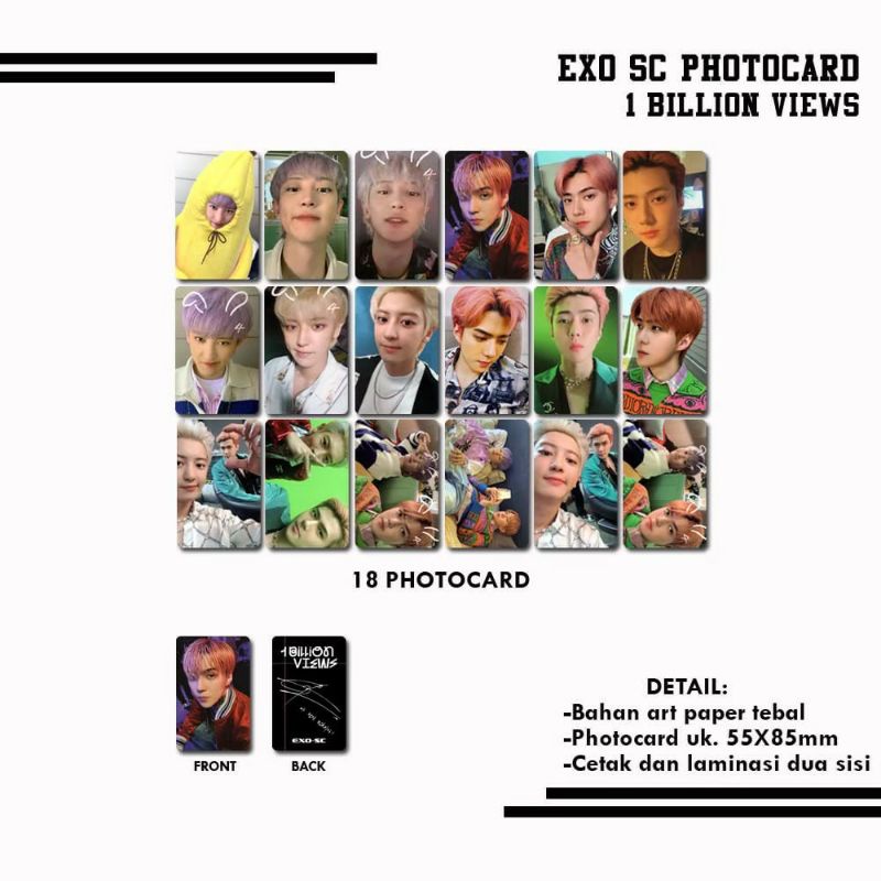 EXO SC SEHUN CHANYEOL 1BV 1 BILLION VIEWS PHOTOCARD ALBUM SET LOOK A LIKE