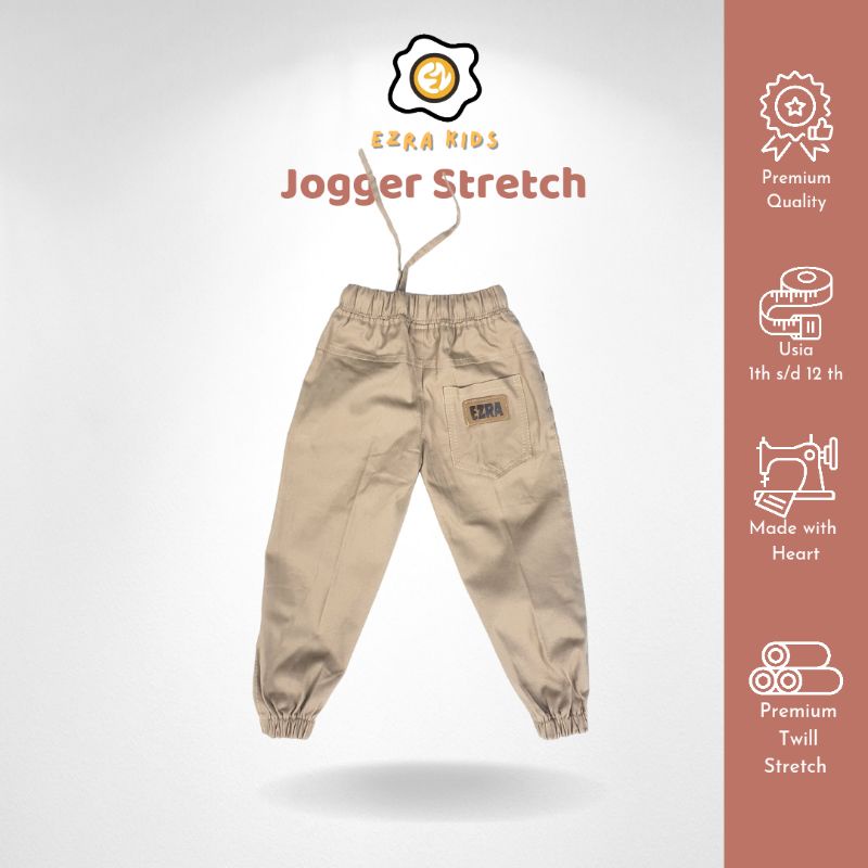 Celana Jogger Anak Laki Laki Bahan chino Twill Stretch Melar Ezra Kids Usia 1-12 Tahun