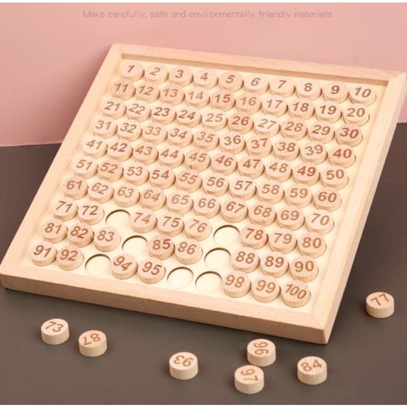 wooden hundred board dual function mainan edukasi