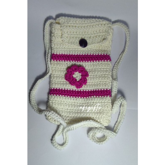 Tas Rajut Hp Motif Bunga
