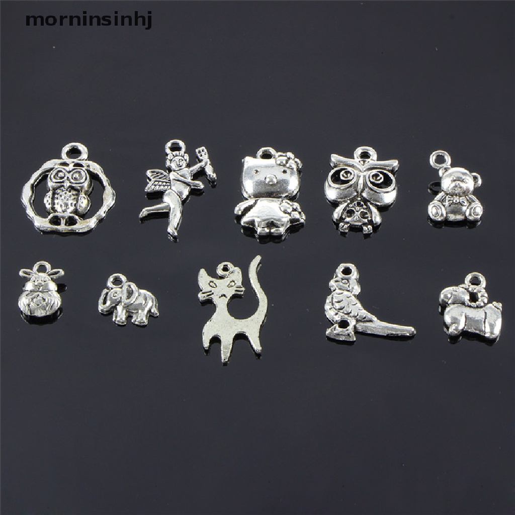 Mornin 100pcs Liontin Bentuk Hewan Warna Silver Model Retro Untuk Wanita