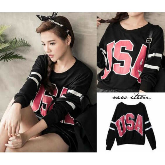 Blouse / Kaos Lengan Panjang USA Hitam B1531 LADY CLOTH