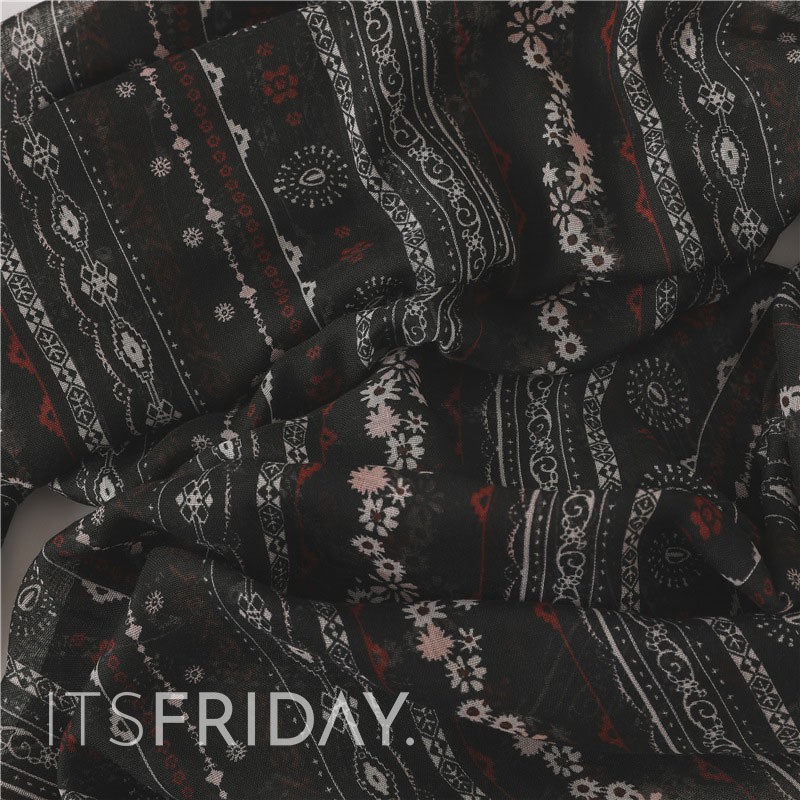 ITSFRIDAY AZURA Scarf  - Premium Pashmina Shawl Selendang Syal Pasmina Hijab Import Motif Oat Black Tassel