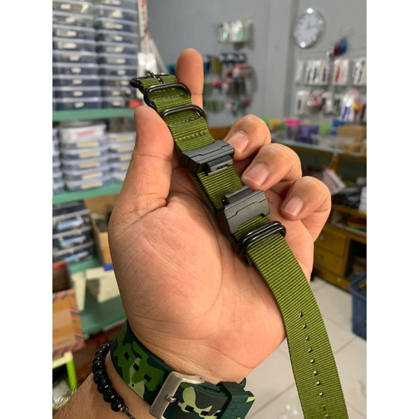 Strap Tali Jam Tangan G shock strap Nato zulu hijau 22mm