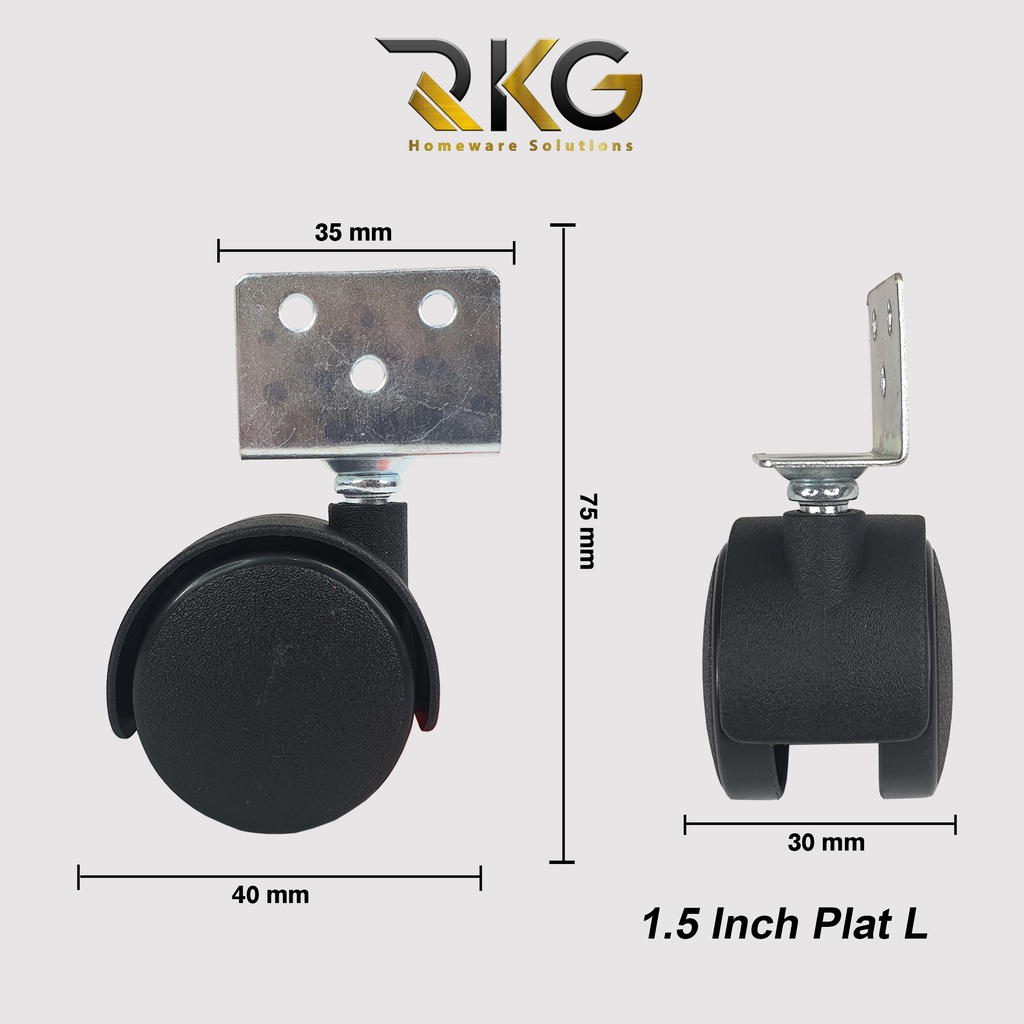RKG Roda Caster Kursi Kantor 1.5 Inch / Roda Kastor Kursi Rak Etalase-6