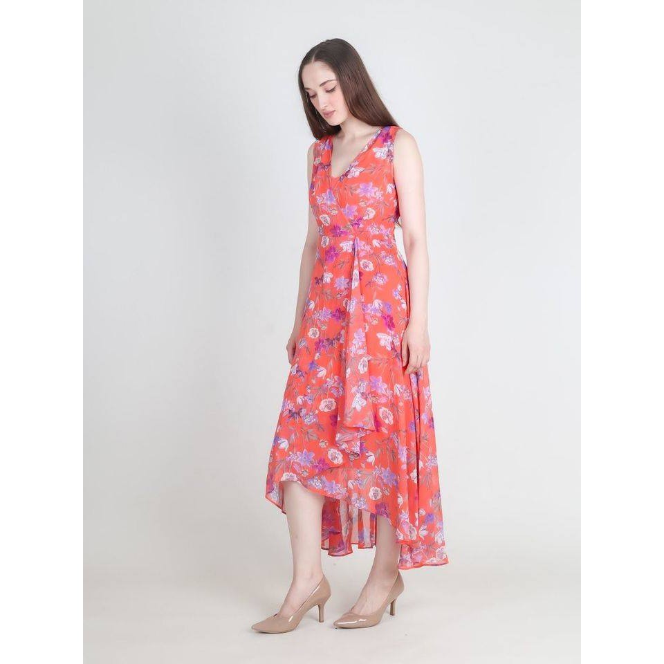 CALVIN KLEIN FLORAL MAXI DRESS PINK atasan baju wanita /hanya UKURAN 6/ sisa ekspor