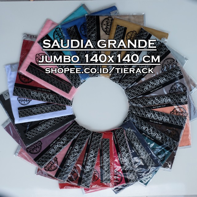 Saudia GRANDE Segiempat Rawis Jumbo 140x140cm - 14 warna  + 6 warna tercantik