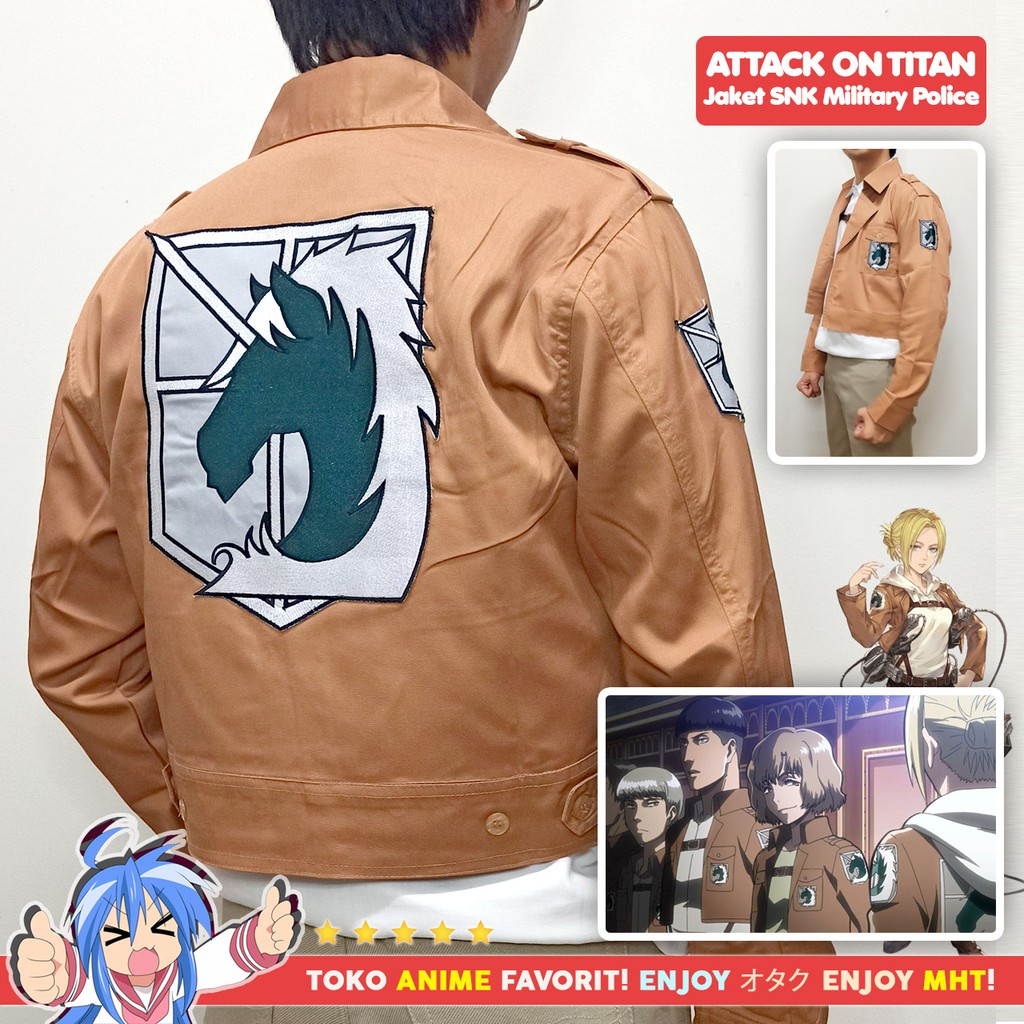 Jaket Attack On Titan BORDIR Anime AOT SNK Shingeki no Kyojin Military Police Short Cosplay Annie Leonhart