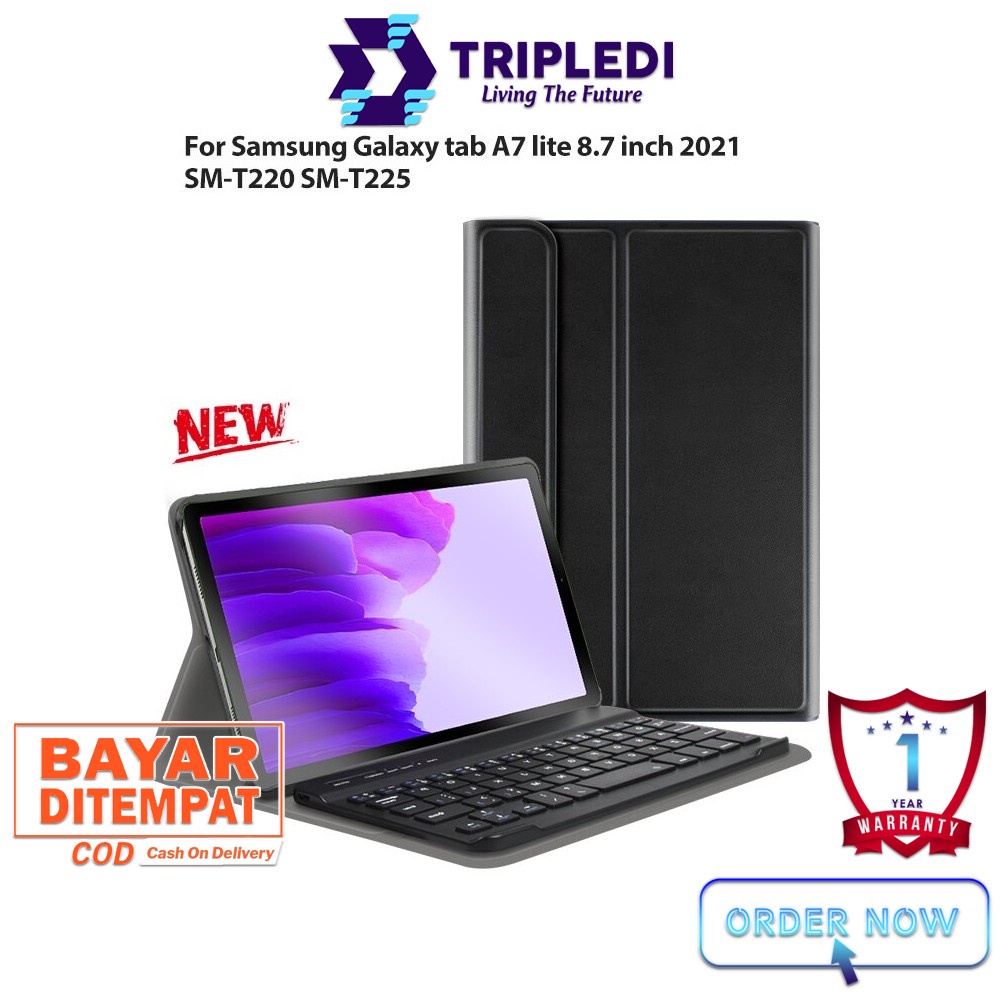 TRIPLEDI Case Samsung Galaxy Tab A7 Lite 2021 SM-T220 SM-T225 8.7 inch Keyboard Wireless Bluetooth Magnetic Removable Free Stylus Pen Flip Casing Leather Sarung Pelindung Shockproof Tablet Android Book Cover Folio Protektif Stand Built-in-7