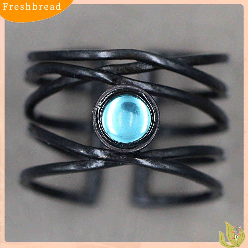 Terlaris Fashion Women Multilayer Faux Moonstone Twisted Open Ended Finger Ring Jewelry