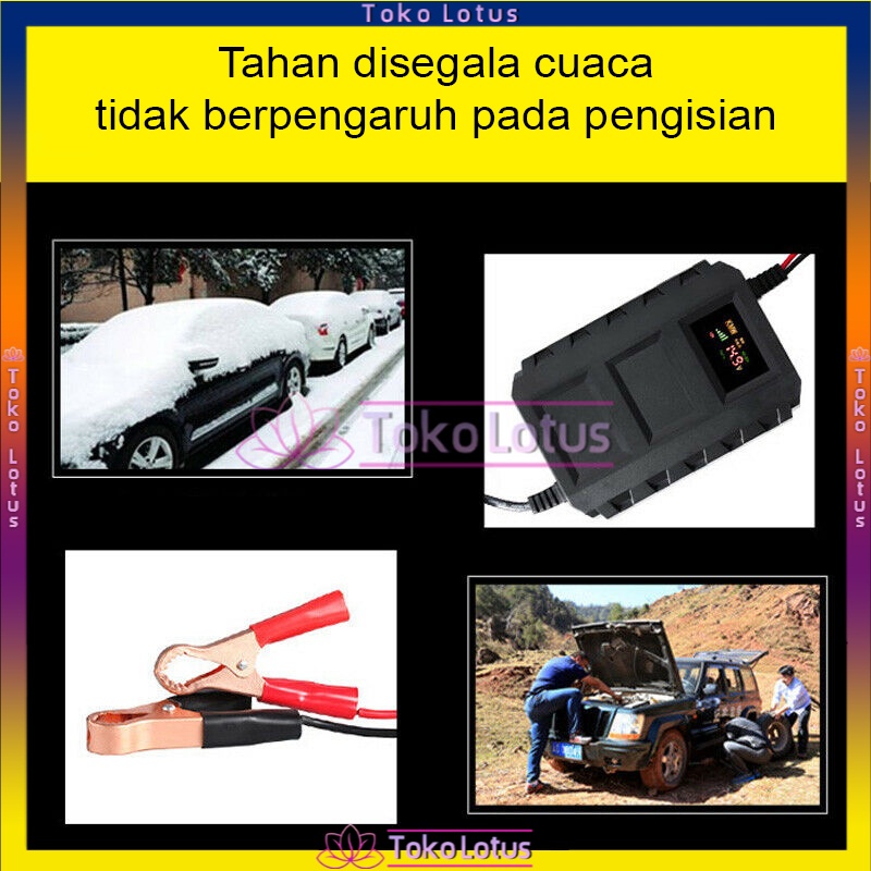 [NEW] Charger Aki 12V 20A Black Mobil dan Motor Indikator Layar LCD Charger Accu Cas Aki Mobil Motor Otomatis BK