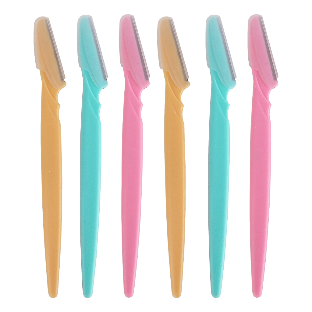 6pcs / Set Pisau Cukur Alis Portabel Tanpa Rasa Sakit Warna Acak