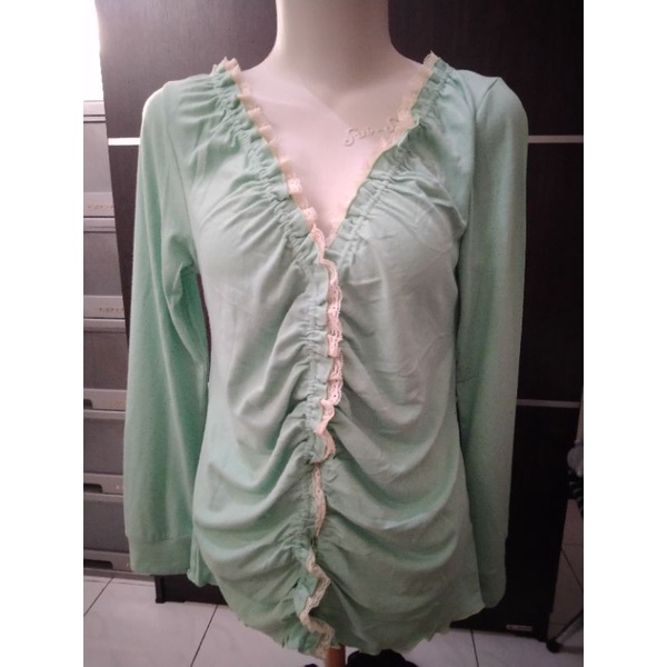 outer cardigan rajut kancing lengan panjang pendek