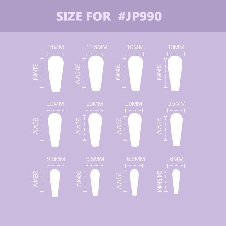 24 PCS False Nail #JP990 High Quality | Kuku Palsu Glossy | Waterproof