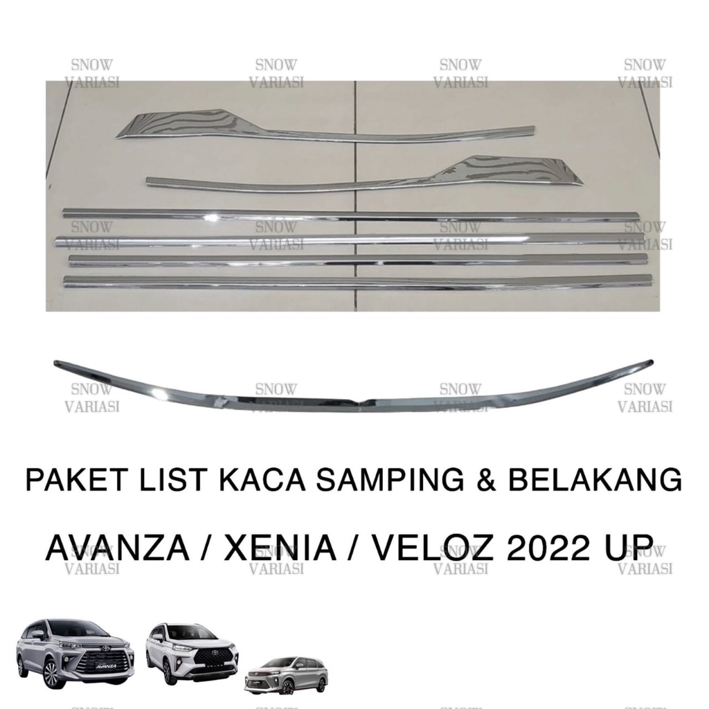 Paket List Kaca Samping Belakang Avanza Xenia Veloz 2022 2023 2024 2025  Up Chrome