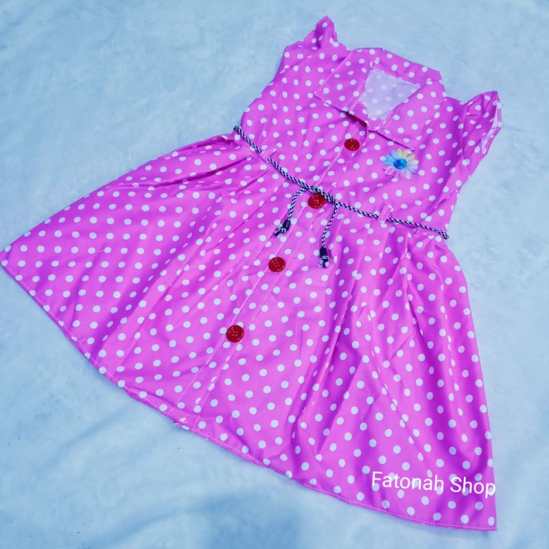 Dress anak 1 2 tahun polka tutul polkadot bulat  baju anak cewek perempuan ( dress kancing polka )