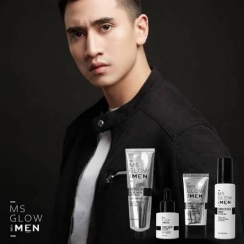 Paket Ms Glow Men isi 4 Whitening Acne Skincare Msglow