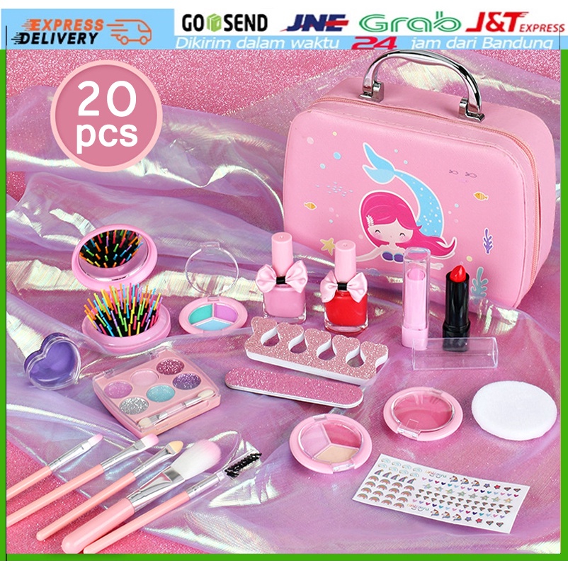 make up set kosmetik anak children pretend plays make up kit set mainan make up anak dengan fungsi asli - kado anak cewek