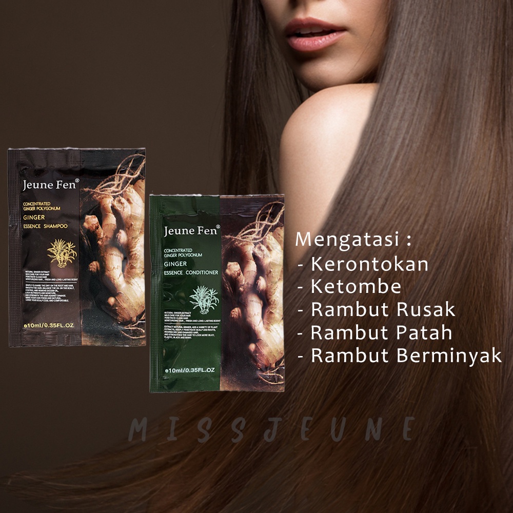 Ginger Shampoo And Conditioner Sachet 1Set  @10Ml - Anti Rambut Rontok, Anti Ketombe JEUNE FEN