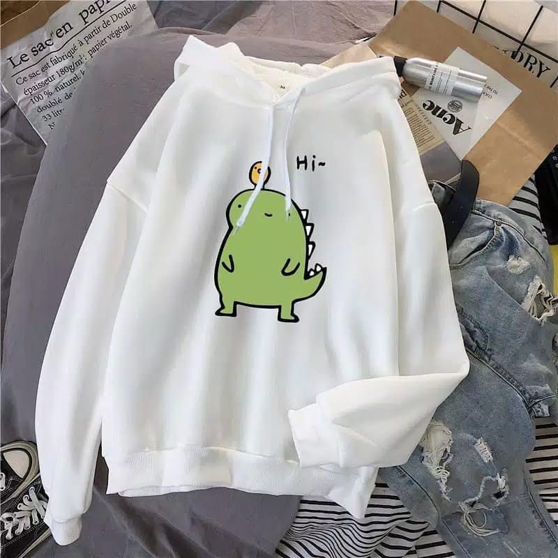 Cute Little Monster SWEATER HOODIE - SWEATER WANITA FLEECE ASLI