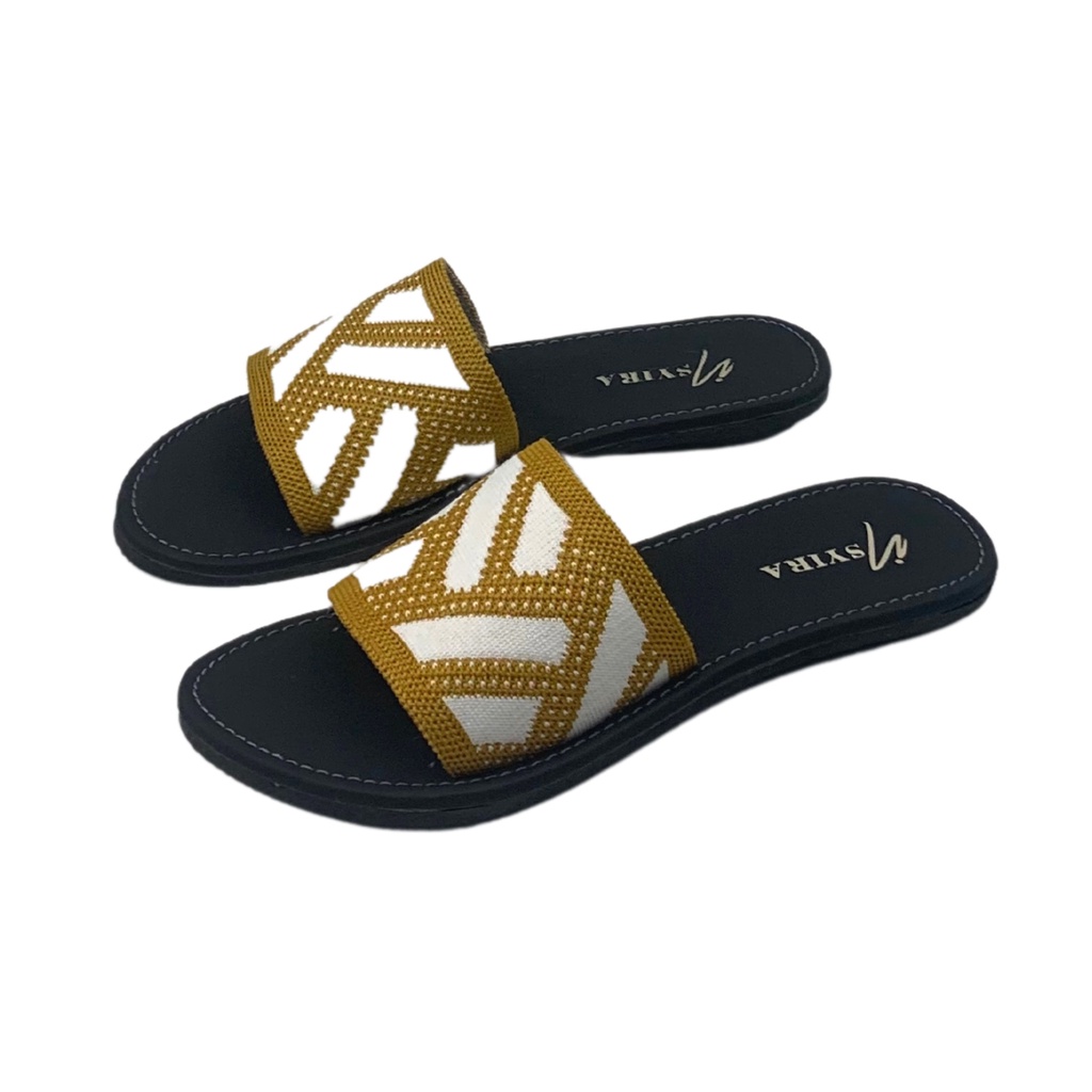 Insyira - Sandal Wanita Isyana / Sandal Selop Wanita Non Slip / Sandal Rajut Alas Hitam