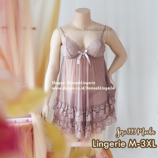 L XL XXL XXXL Baju Tidur Transparan Warna Putih, Lingerie Big Size Jumbo Kode 999