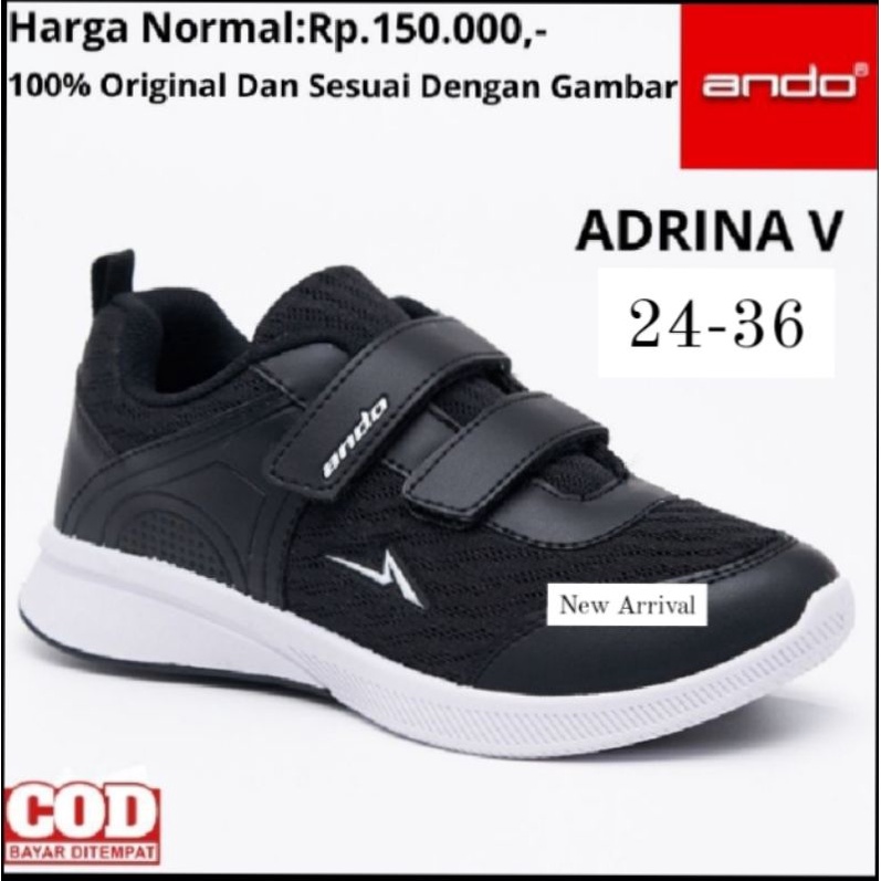 SEPATU 32-44 ANDO SEPATU SEKOLAH HITAM POLOS WANITA PRIA - SEPATU SPORT - sepatu Olahraga -