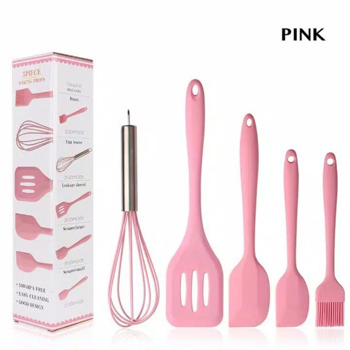 [COD] SPATULA SET SILICON 5PCS - ALAT MASAK KITCHEN TOOLS SET